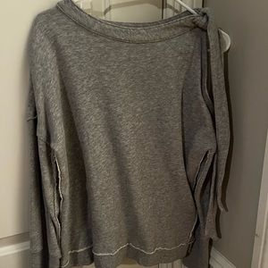 Caslon Gray Sweatshirt with one cold shoulder and tie detail. Size S. Like New